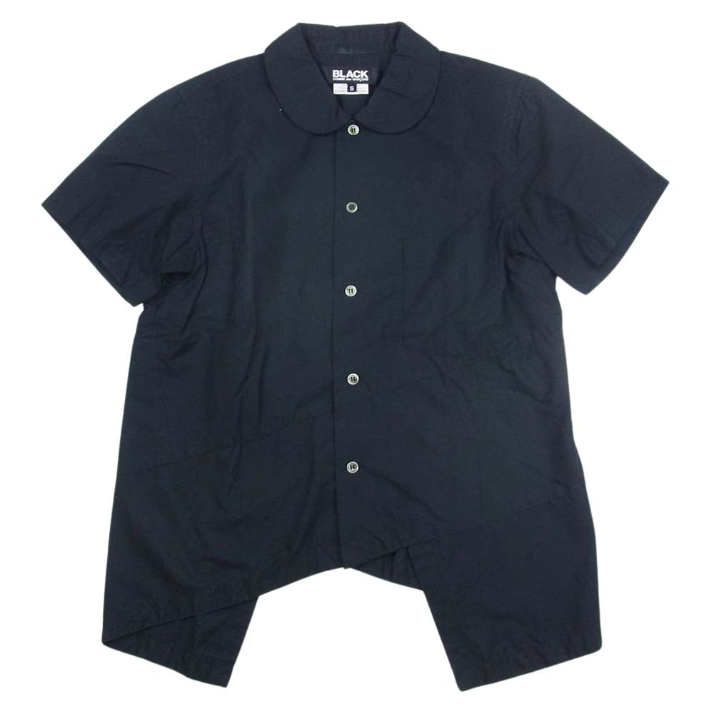 COMME des GARCONS コムデギャルソン 1Q-B002 アシンメトリー 丸襟 変形 半袖 シャツ ブラック系 S【中古】
