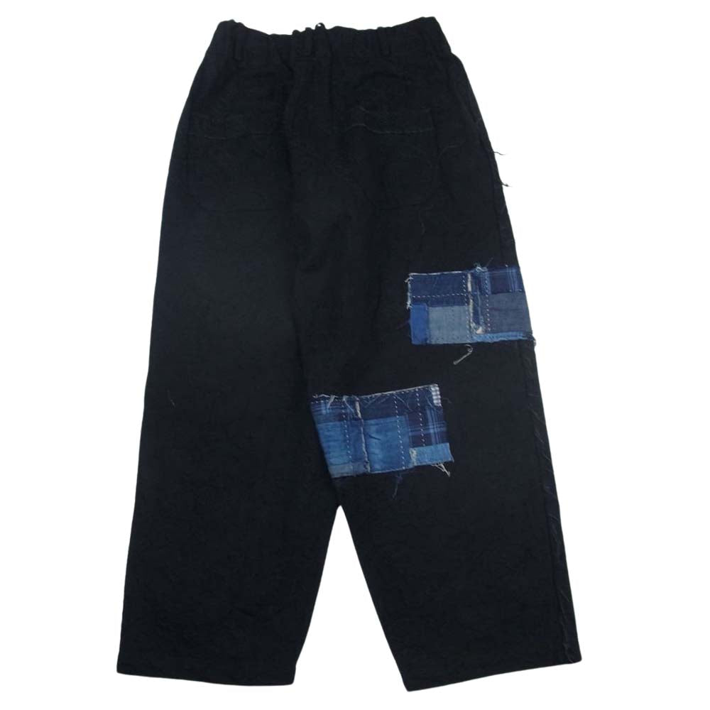 Yohji Yamamoto ヨウジヤマモト UM-P96-034 SYTE KUON Paisley Jacquard BORO West Rubber String Pants サイト クオン 襤褸 ボロ切替 ペイズリー刺繍 パッチワーク パンツ ブラック系 3【中古】
