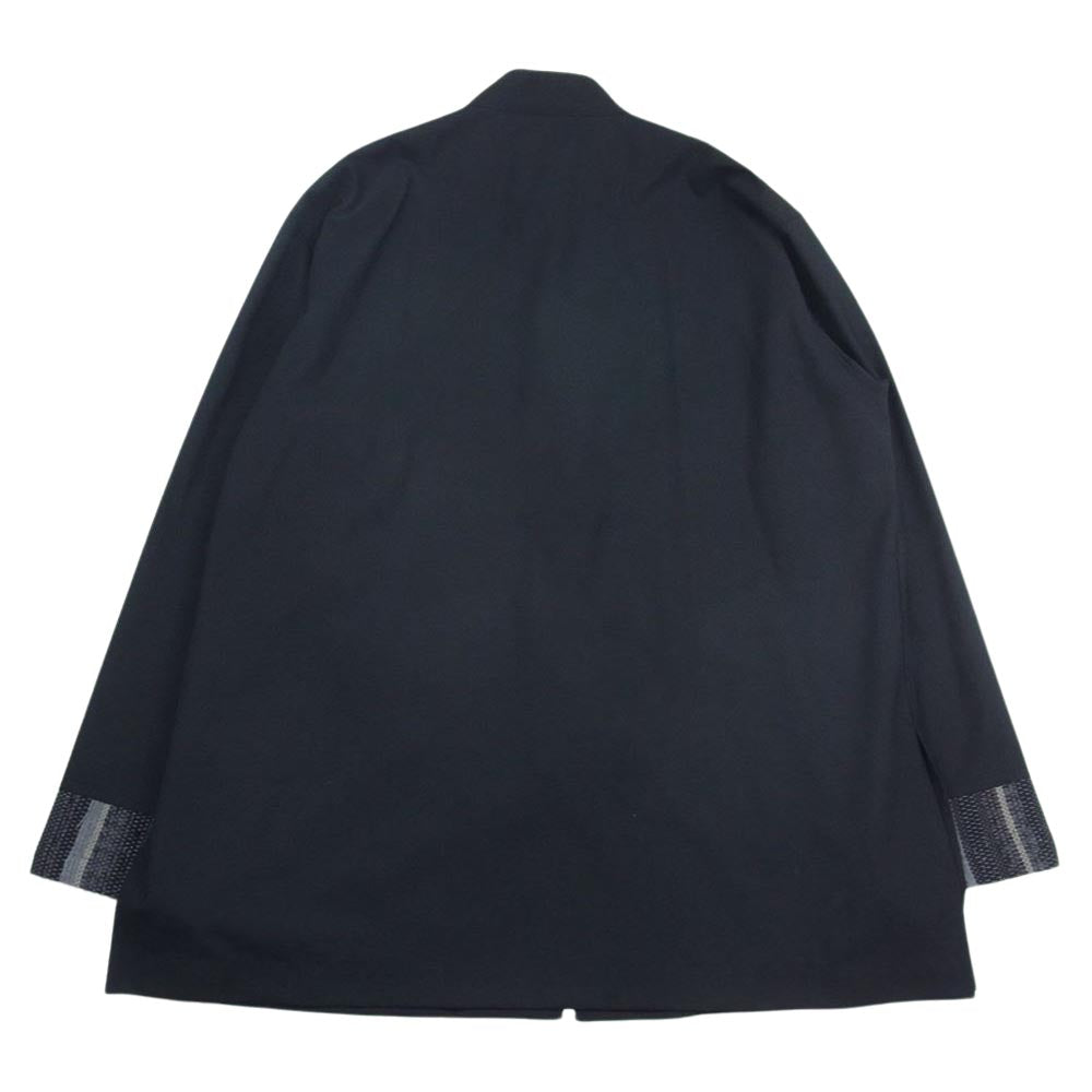 Yohji Yamamoto ヨウジヤマモト UM-J21-100 SYTE KUON Wool Tropical Saccora Sakiori China Jacket サイト クオン 襤褸 ボロ切替 チャイナ ジャケット ブラック系 3【中古】