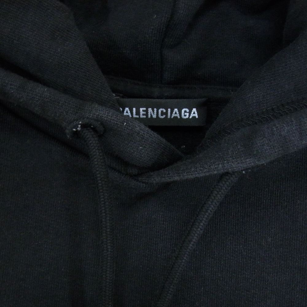 BALENCIAGA バレンシアガ 19AW 570811 TGV70 BB PARIS Hoodie ロゴ プリント フーディー パーカー ブラック系 XS【中古】