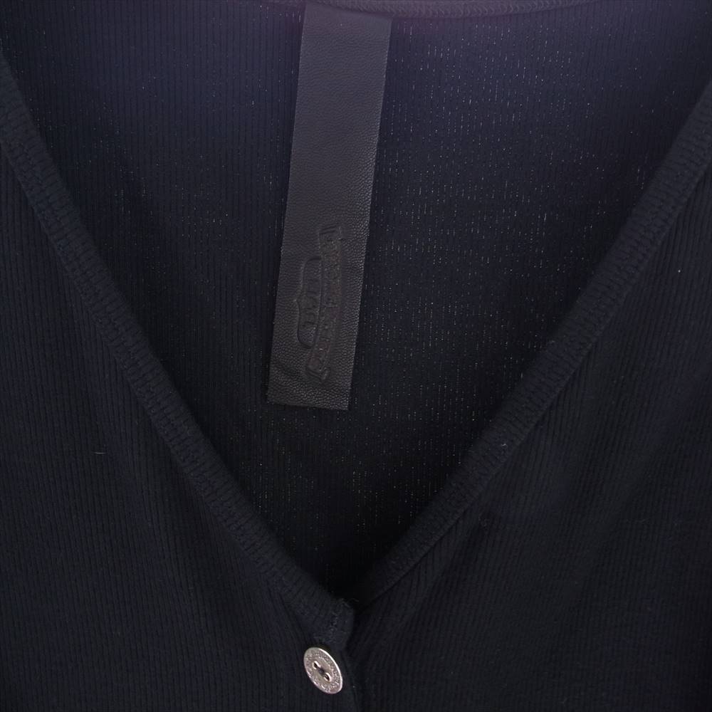 CHROME HEARTS クロムハーツ（原本無） ロゴ刺繍 クロップド サーマル カーディガン ブラック系 S【中古】