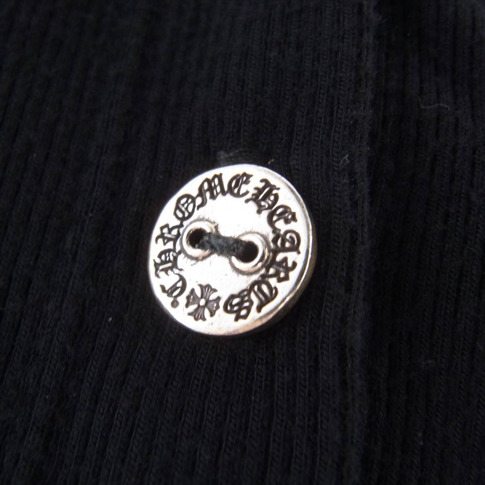 CHROME HEARTS クロムハーツ（原本無） ロゴ刺繍 クロップド サーマル カーディガン ブラック系 S【中古】