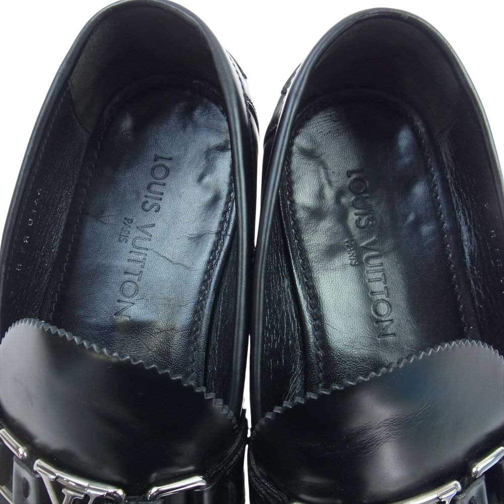 LOUIS VUITTON ルイ・ヴィトン LVバックル レザー ローファー ブラック系 9M【中古】