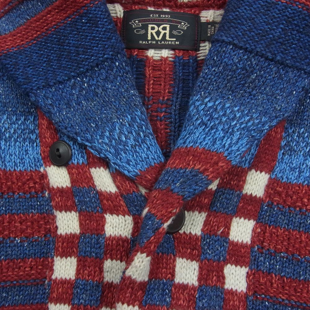RRL ダブルアールエル ショールカラー 総柄 カーディガン マルチカラー系 XS【美品】【中古】