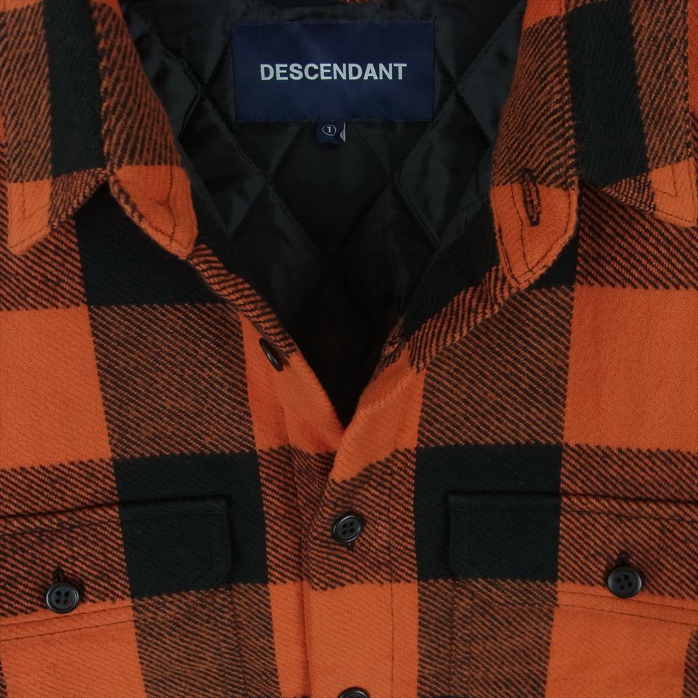 DESCENDANT ディセンダント 191TQDS-JKM02 CLAIRTON SHIRT JACKET 裏地キルティング バッファーロー チェック シャツ ジャケット オレンジ系 ブラック系 1【中古】