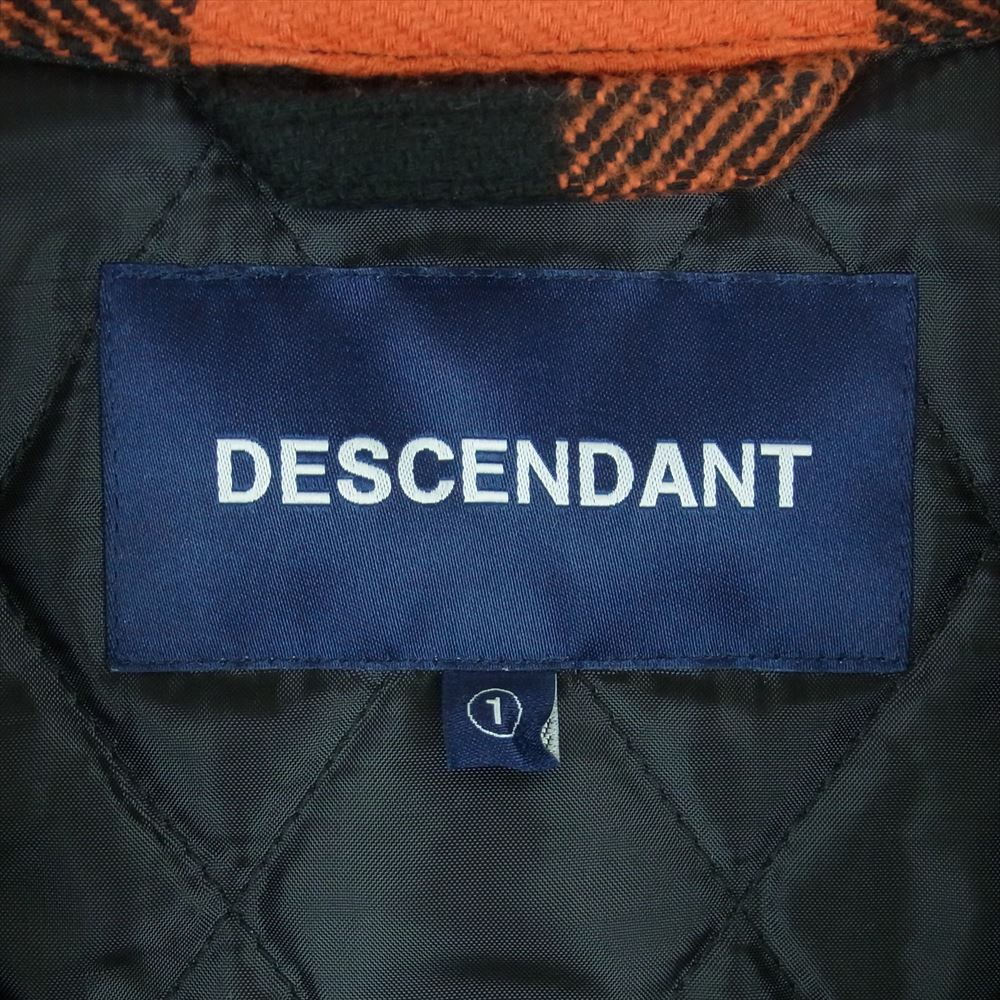DESCENDANT ディセンダント 191TQDS-JKM02 CLAIRTON SHIRT JACKET 裏地キルティング バッファーロー チェック シャツ ジャケット オレンジ系 ブラック系 1【中古】