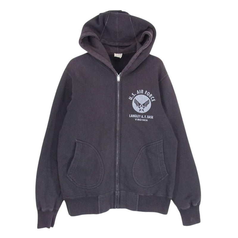 Buzz Rickson's バズリクソンズ LANGLEY AIRFORCE BASE VIRGINIA フルジップ スウェット フルジップ パーカ チャコール系 M【中古】