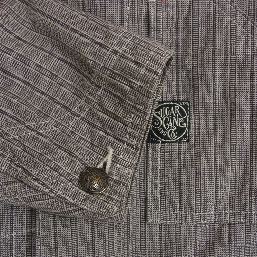 SUGAR CANE シュガーケーン SC13023 FICTION ROMANCE フィクションロマンス  6.5オンス グレーストライプ ワーク コート ジャケット グレー系 36【中古】