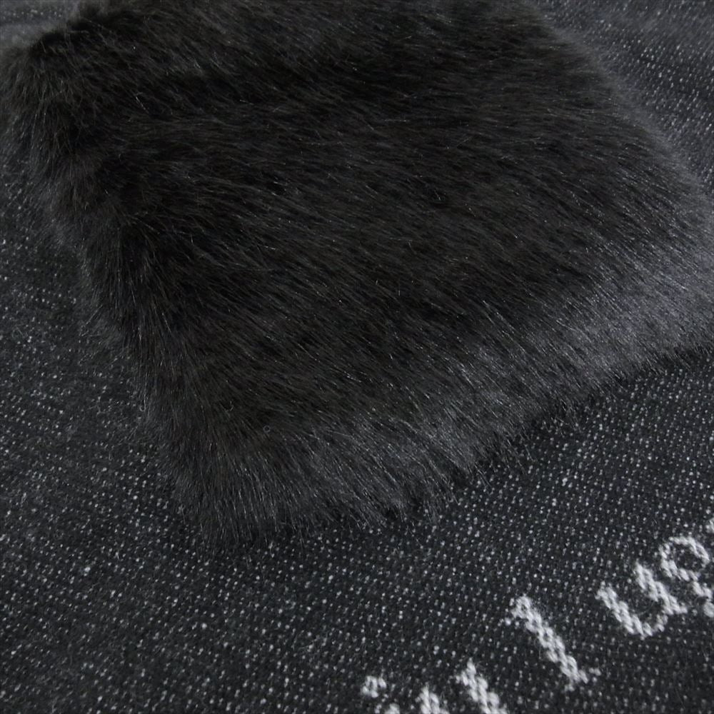 1piu1uguale3 ウノピュウノウグァーレトレ MRG470 CAS022 113 MUFFLER WITH POCKET カシミヤ100％ エコファーポケット付き マフラー ブラック系 F【美品】【中古】