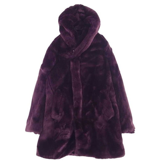 1piu1uguale3 ウノピュウノウグァーレトレ MRC137 ARN020 WRAP COAT フード ラップ ボア コート ワイン パープル系 Ⅳ【中古】