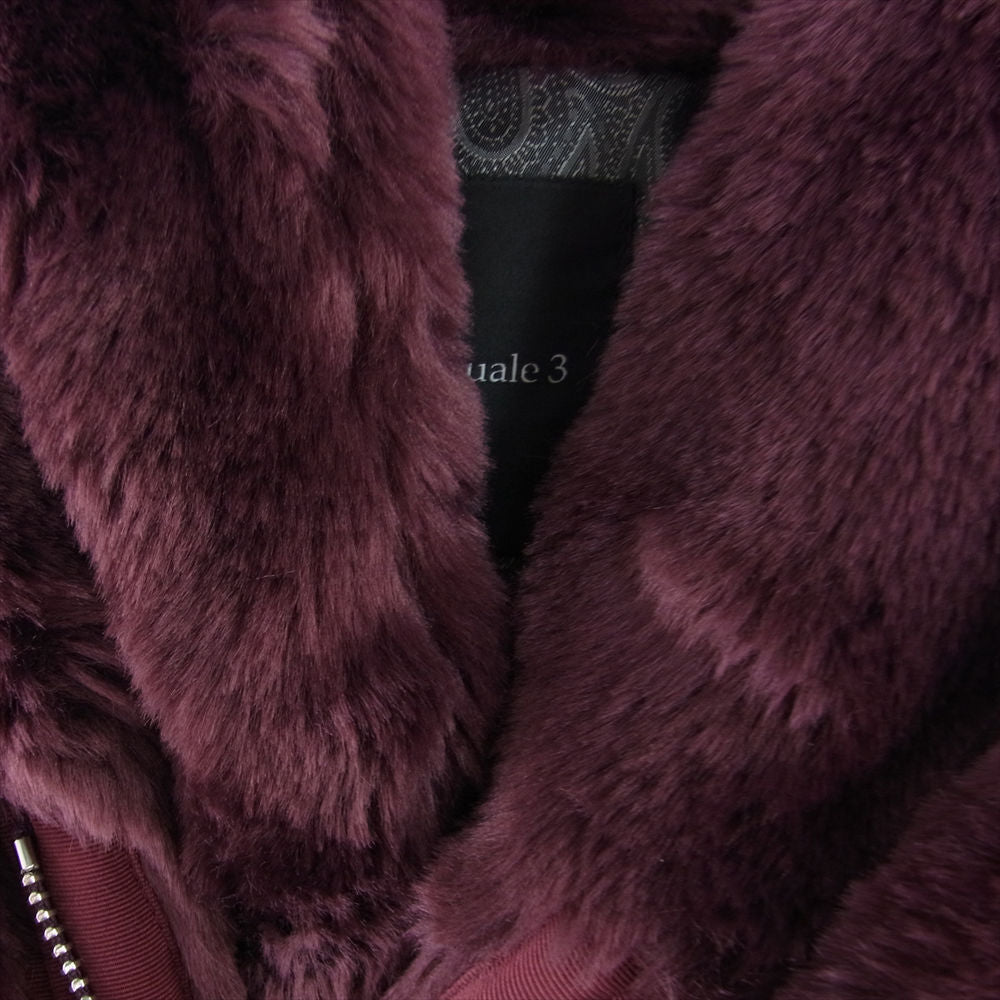 1piu1uguale3 ウノピュウノウグァーレトレ MRC137 ARN020 WRAP COAT フード ラップ ボア コート ワイン パープル系 Ⅳ【中古】