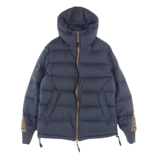 1piu1uguale3 ウノピュウノウグァーレトレ RONE204 PS02 HOODED DOWN JK 113 RIBBON TAPE  ツイスト リボンテープ ロゴ ダウンジャケット グレー系 Ⅳ【中古】