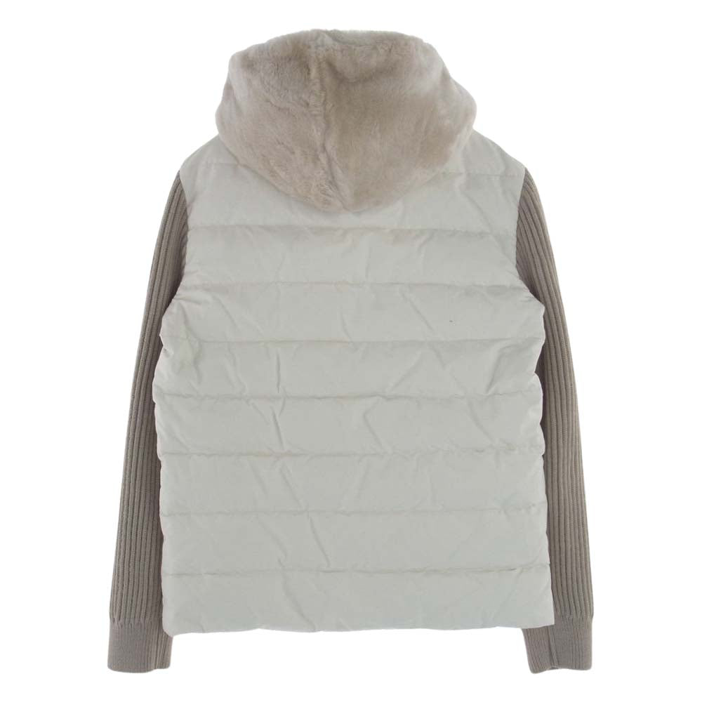 1piu1uguale3 ウノピュウノウグァーレトレ 21AW MRB537 LAB044 EMMETI エンメティ RIB SLEEVE MOUTON HOODED BLOUSON 袖ニットリブ マウンテン フーデッド ブルゾン オフホワイト系 ブラウン系 Ⅲ【中古】