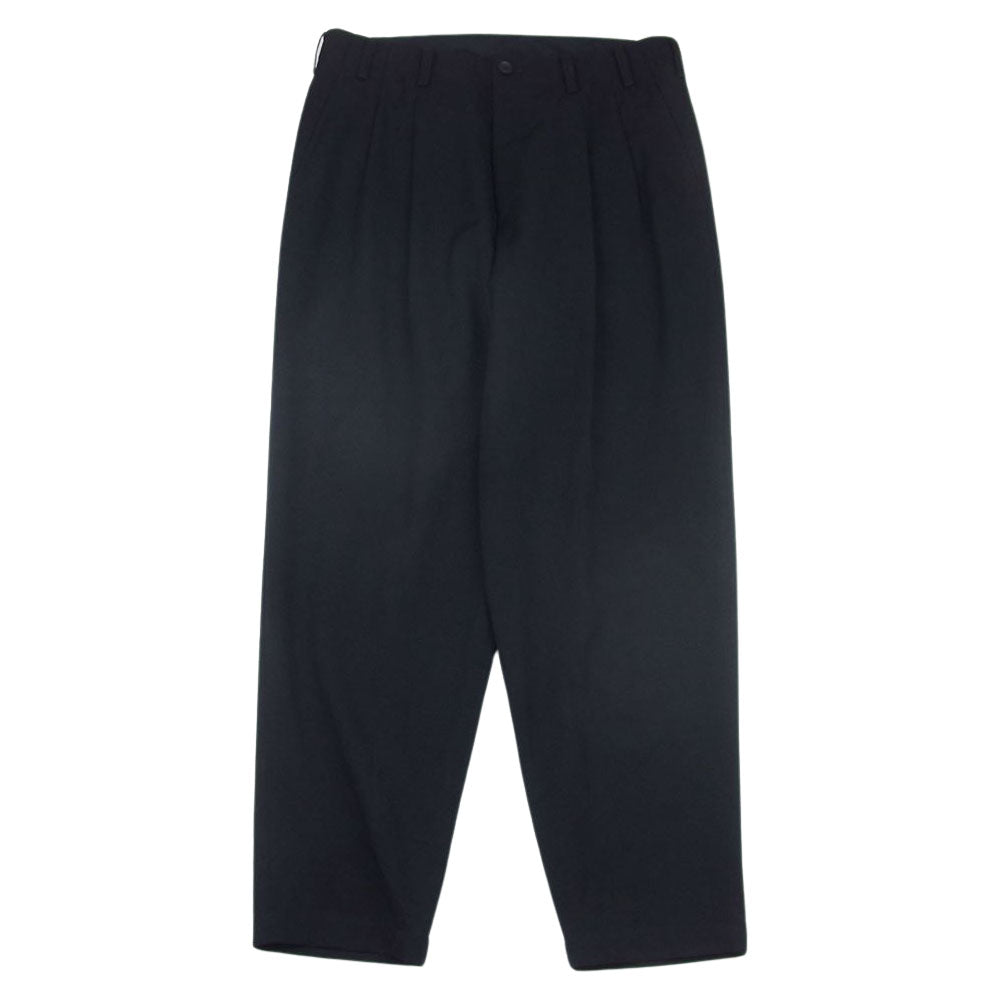 Yohji Yamamoto POUR HOMME ヨウジヤマモトプールオム 21AW HX-P17-100 シワギャバ ウールギャバジン 2タック スラックス パンツ ブラック系 2【中古】