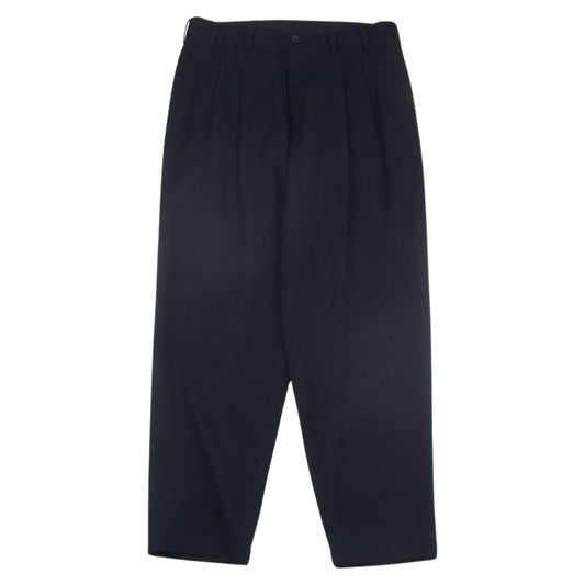 Yohji Yamamoto POUR HOMME ヨウジヤマモトプールオム 21AW HX-P17-100 シワギャバ ウールギャバジン 2タック スラックス パンツ ブラック系 2【中古】