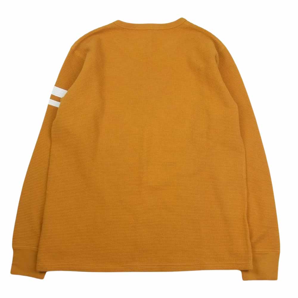 MOMOTARO JEANS 桃太郎ジーンズ 袖ライン サーマル カットソー ワッフル 長袖 Tシャツ イエロー系 XL【中古】