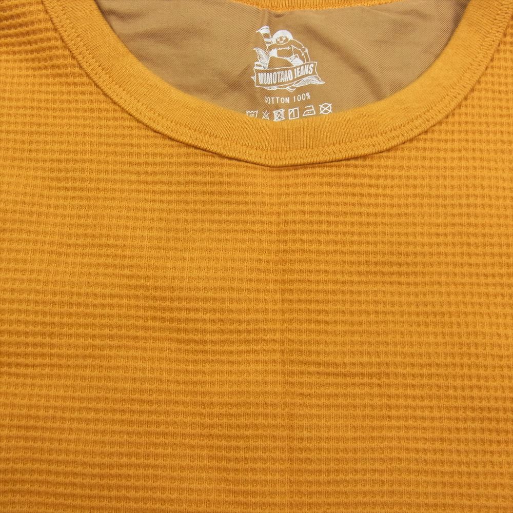 MOMOTARO JEANS 桃太郎ジーンズ 袖ライン サーマル カットソー ワッフル 長袖 Tシャツ イエロー系 XL【中古】
