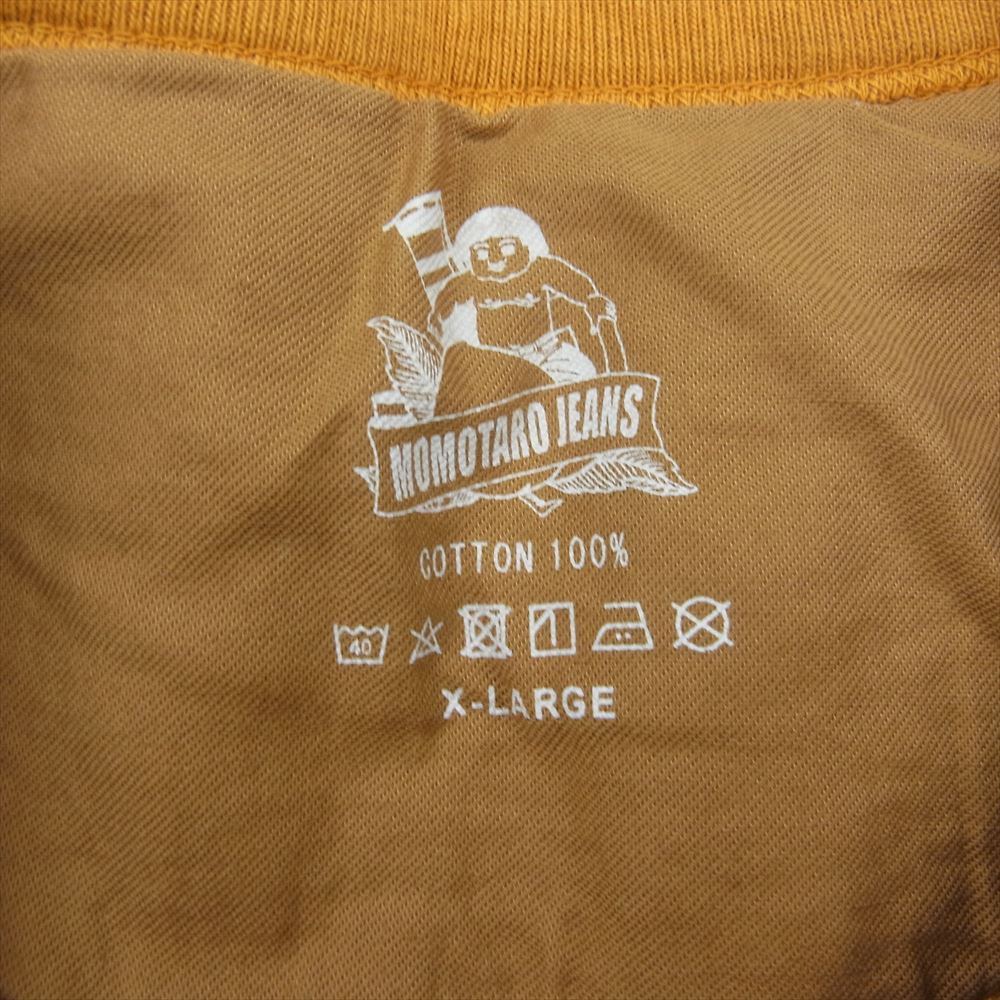MOMOTARO JEANS 桃太郎ジーンズ 袖ライン サーマル カットソー ワッフル 長袖 Tシャツ イエロー系 XL【中古】