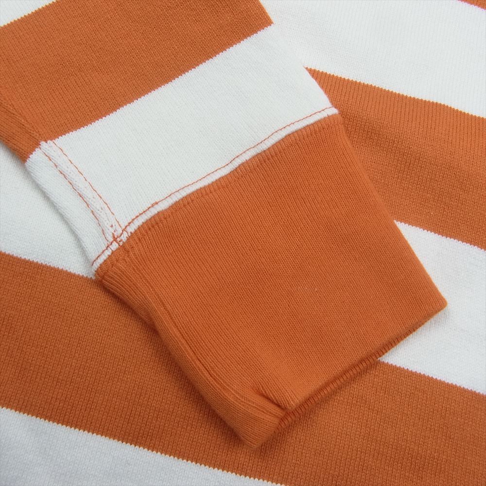 IRON HEART アイアンハート ヘビーウェイト ビッグボーダー 長袖 Tシャツ 白オレンジ オレンジ系 ホワイト系 L【中古】