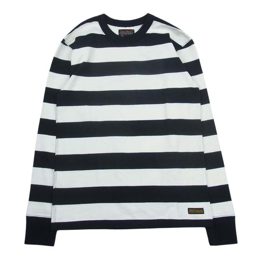 IRON HEART アイアンハート ヘビーウェイト ビッグボーダー 長袖 Tシャツ 白黒 ブラック系 ホワイト系 M【中古】