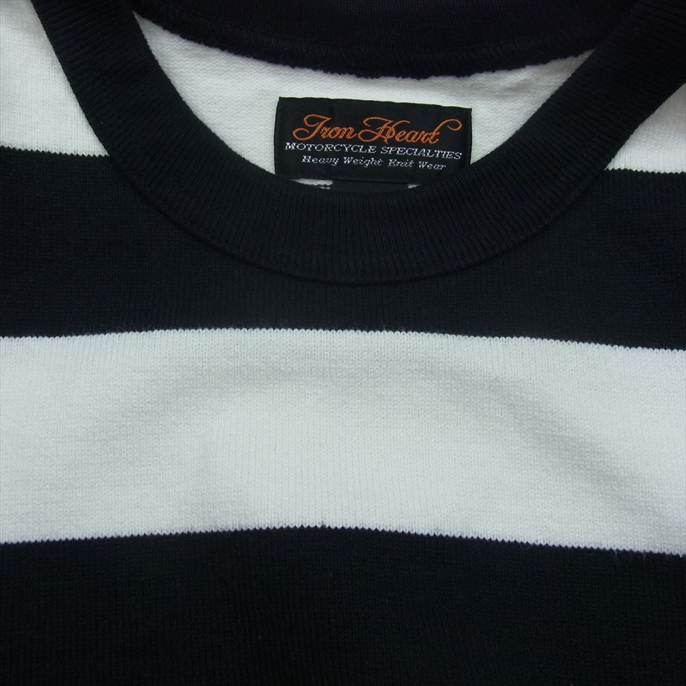 IRON HEART アイアンハート ヘビーウェイト ビッグボーダー 長袖 Tシャツ 白黒 ブラック系 ホワイト系 M【中古】
