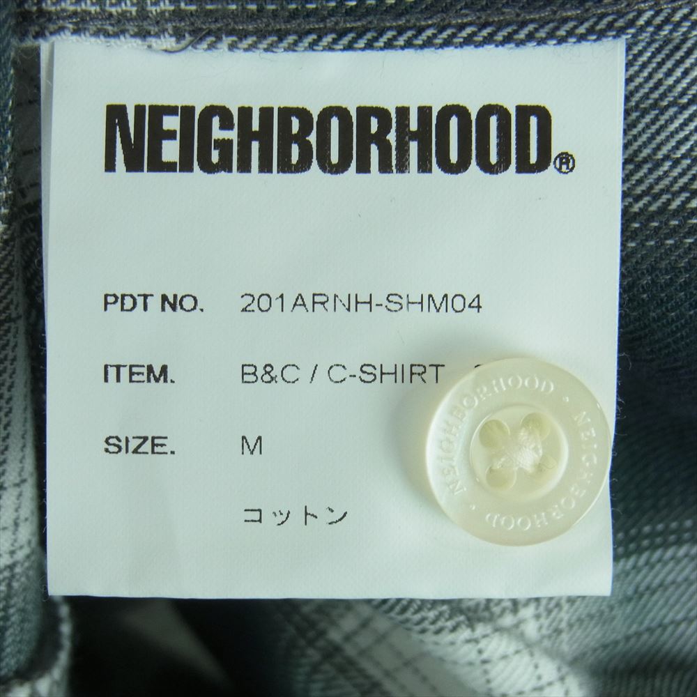 NEIGHBORHOOD ネイバーフッド 20SS 201ARNH-SHM04 B&C C SHIRT SS チェック 半袖 シャツ コットン 日本製 グレー系 M【中古】