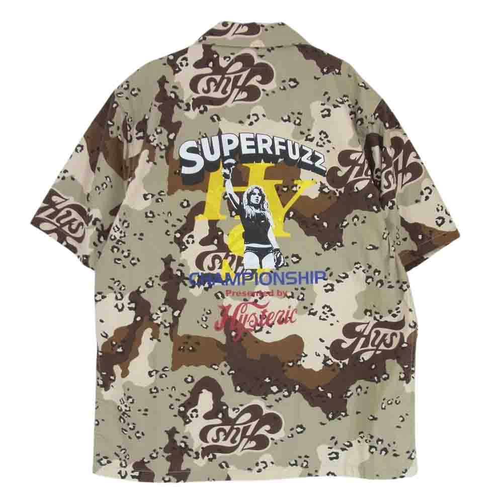 HYSTERIC GLAMOUR ヒステリックグラマー 22SS 02222AH02 HYS CHAMPIONSHIP SUPERFUZZ チャンピオンシップ フィールド アーミー 半袖 シャツ チョコチップカモ カーキ系 M【中古】