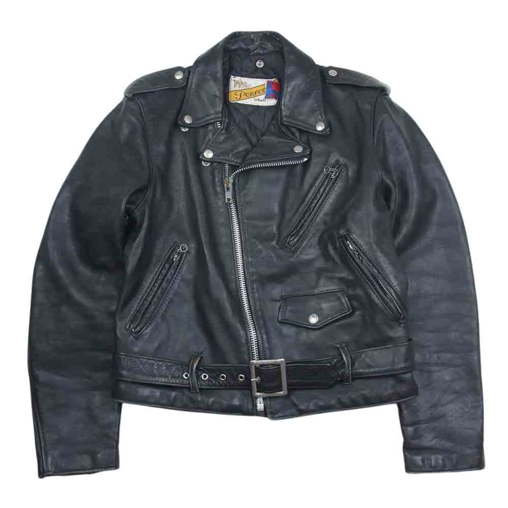 schott ショット PERFECTO バイカータグ後期 ヴィンテージ ビンテージ レザー ダブル ライダース ジャケット ブラック系 38【中古】