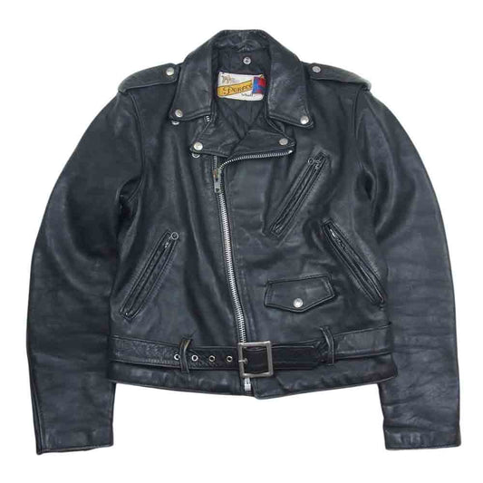 schott ショット PERFECTO バイカータグ後期 ヴィンテージ ビンテージ レザー ダブル ライダース ジャケット ブラック系 38【中古】