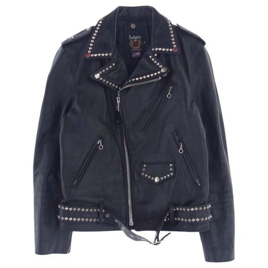 schott ショット 37143 HTC エイチティーシー ワンスター スタッズ ダブル ライダース ジャケット ブラック系 36【中古】