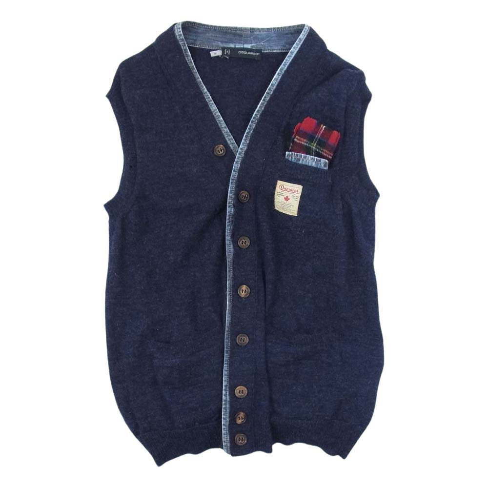 DSQUARED2 ディースクエアード デニム ニット 切替 ベスト  ネイビー系 M【中古】