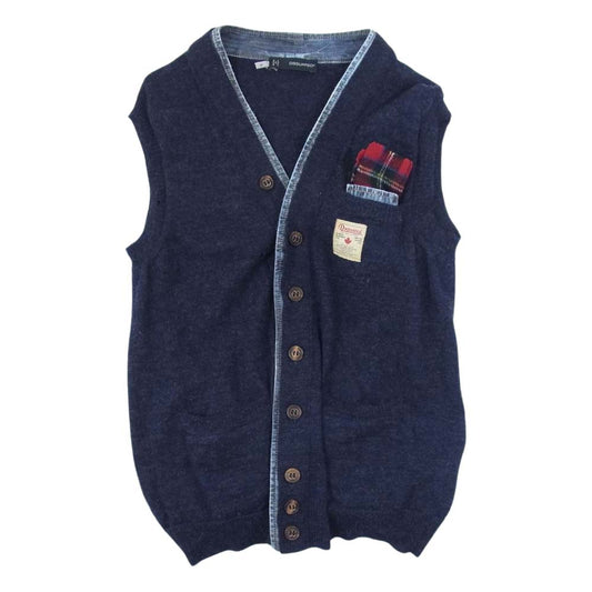 DSQUARED2 ディースクエアード デニム ニット 切替 ベスト  ネイビー系 M【中古】