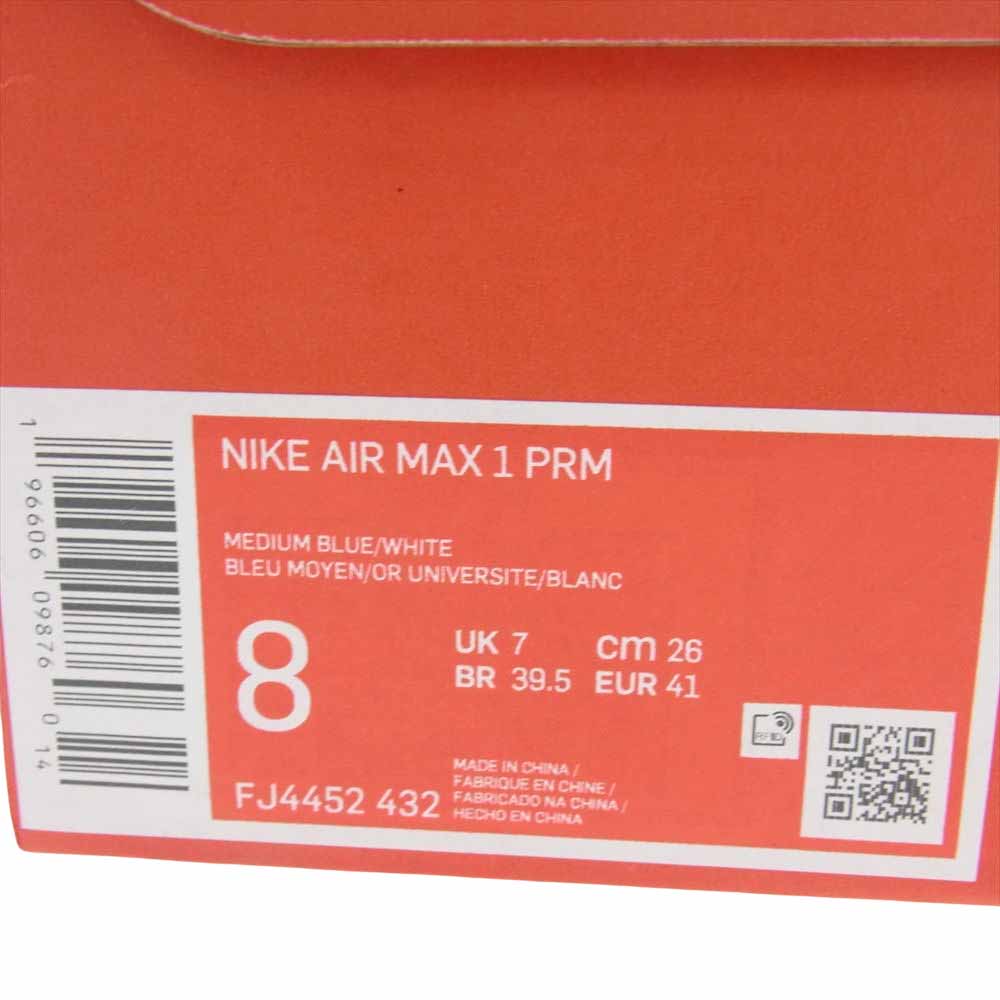 NIKE ナイキ FJ4452-432 AIR MAX 1 PRM MEDIUM エアマックス プレミアム デニム レオパード ローカット スニーカー マルチカラー系 26ｃｍ【新古品】【未使用】【中古】