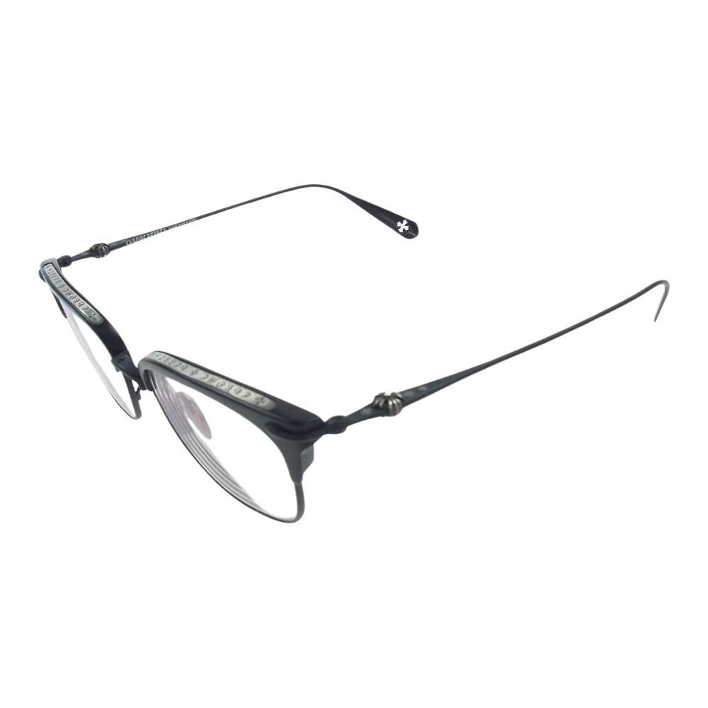 CHROME HEARTS クロムハーツ（原本無） 国内代理店購入時冊子付属 SLUNTRADICTION MATTE カットアウトクロスフレーム 度入り アイウェア メガネ 眼鏡 ブラック系【中古】