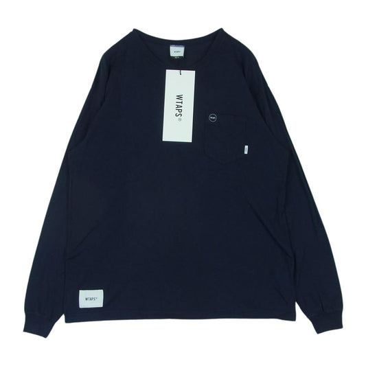 WTAPS ダブルタップス 18AW 182ATDT-CSM03 BLANK LS 刺繍 ポケット 長袖 Tシャツ 日本製 ダークネイビー系 02【中古】