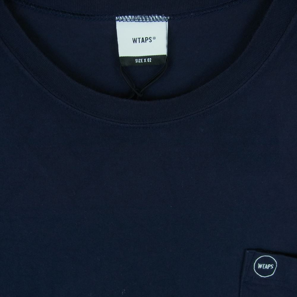 WTAPS ダブルタップス 18AW 182ATDT-CSM03 BLANK LS 刺繍 ポケット 長袖 Tシャツ 日本製 ダークネイビー系 02【中古】