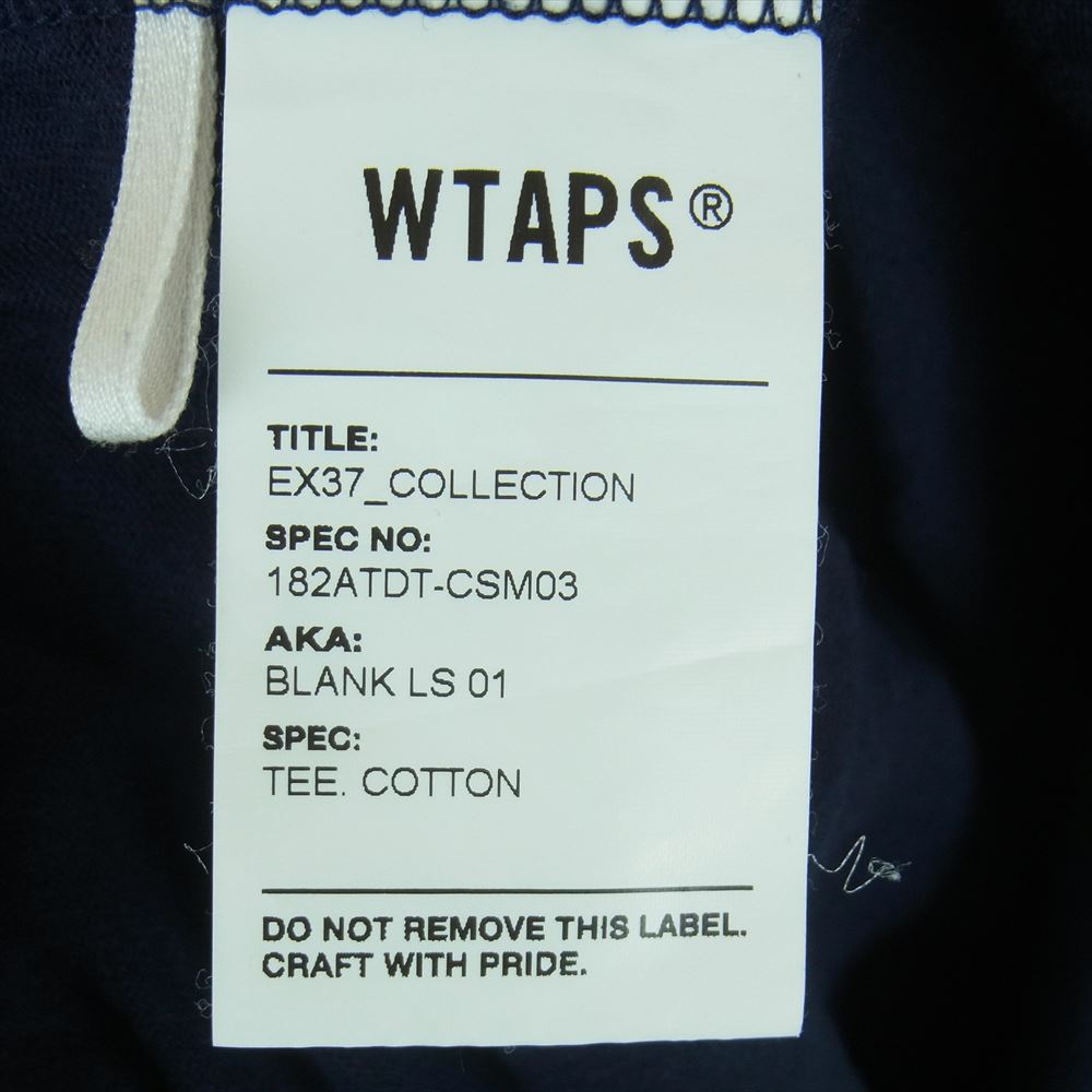 WTAPS ダブルタップス 18AW 182ATDT-CSM03 BLANK LS 刺繍 ポケット 長袖 Tシャツ 日本製 ダークネイビー系 02【中古】