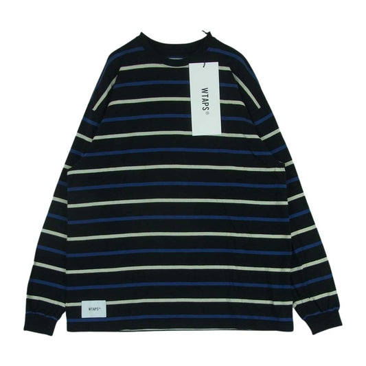 WTAPS ダブルタップス 22AW 222ATDT-CSM14 Long Sleeve BDY 02 Tee ボーダー 長袖 Tシャツ ブラック系 ブルー系 03【中古】