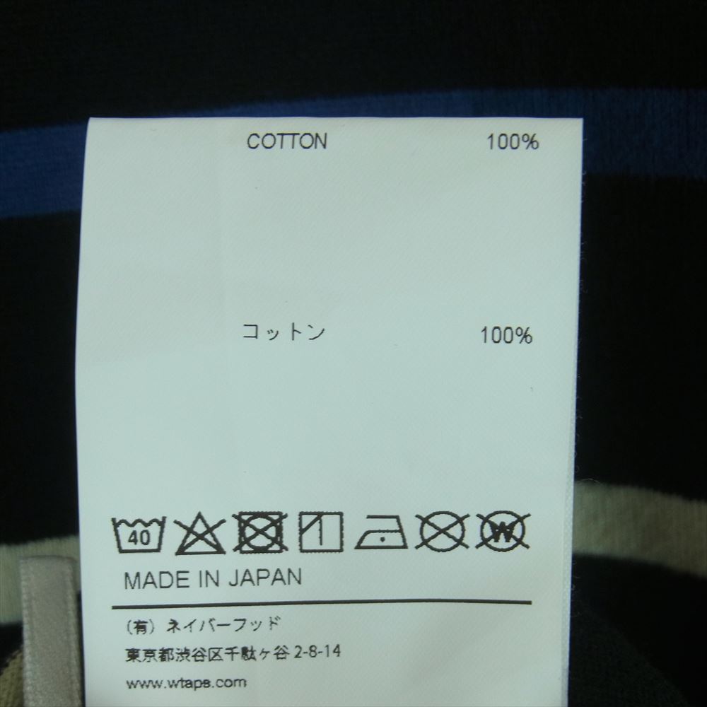 WTAPS ダブルタップス 22AW 222ATDT-CSM14 Long Sleeve BDY 02 Tee ボーダー 長袖 Tシャツ ブラック系 ブルー系 03【中古】
