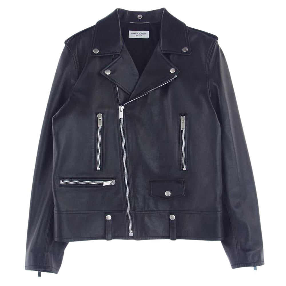 SAINT LAURENT サンローラン 484284 Y5YA2 クラシック モーター サイクル レザー ライダース ジャケット ブラック系 48【美品】【中古】