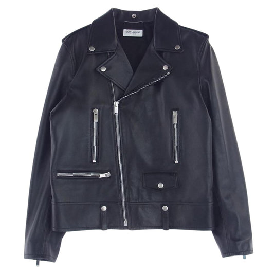 SAINT LAURENT サンローラン 484284 Y5YA2 クラシック モーター サイクル レザー ライダース ジャケット ブラック系 48【美品】【中古】