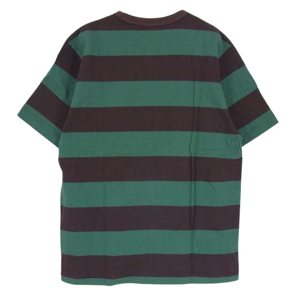 FREEWHEELERS フリーホイーラーズ HORIZONTAL STRIPED T-SHIRT ポケット付き ボーダー Tシャツ グリーン系 M【中古】