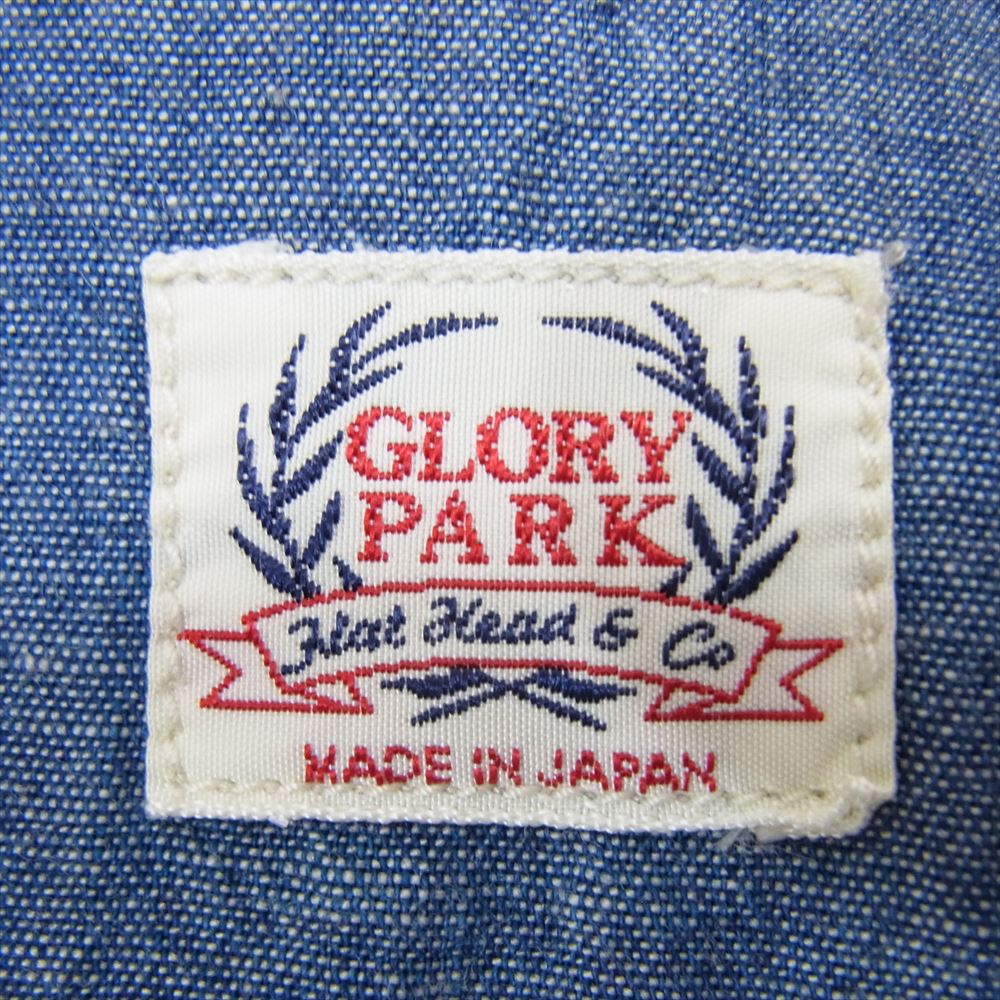 THE FLAT HEAD ザフラットヘッド GLORY PARK シャンブレー ワーク シャツ インディゴブルー系 40【中古】