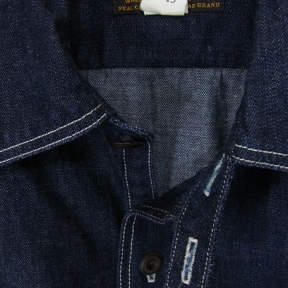 FREEWHEELERS フリーホイーラーズ BAKEHEAD SHIRTS ベイクヘッド 8oz デニム ワーク シャツ インディゴブルー系 15【中古】
