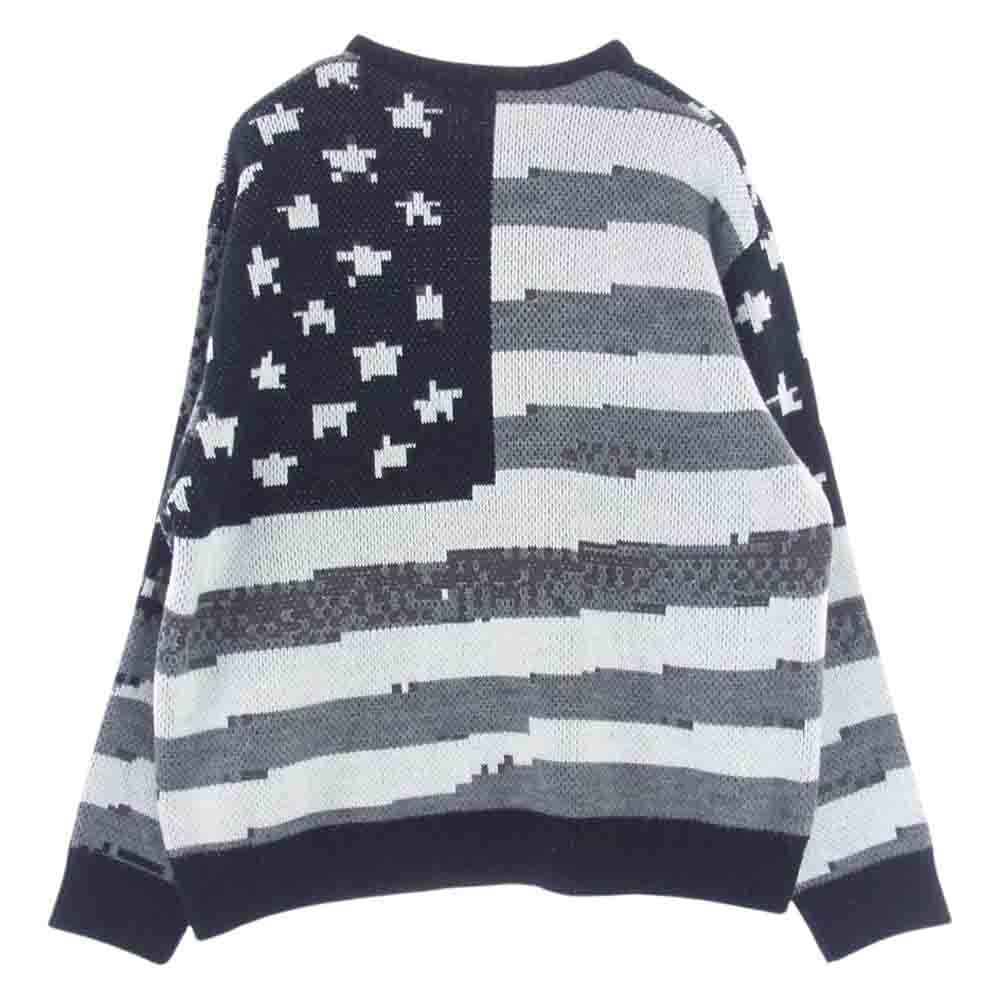 Supreme シュプリーム 21SS Digital Flag Sweate デジタルフラッグ 長袖 ニット セーター ブラック系 ホワイト系 グレー系 L【中古】