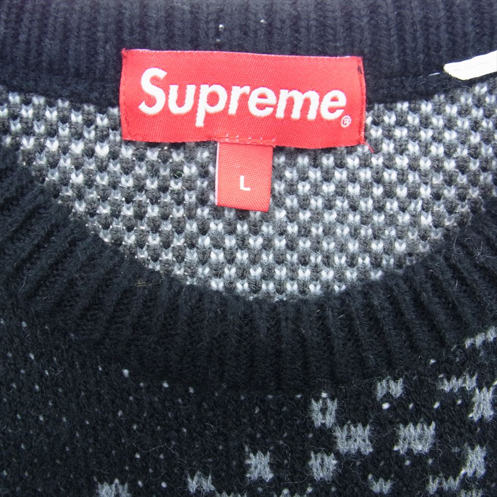 Supreme シュプリーム 21SS Digital Flag Sweate デジタルフラッグ 長袖 ニット セーター ブラック系 ホワイト系 グレー系 L【中古】