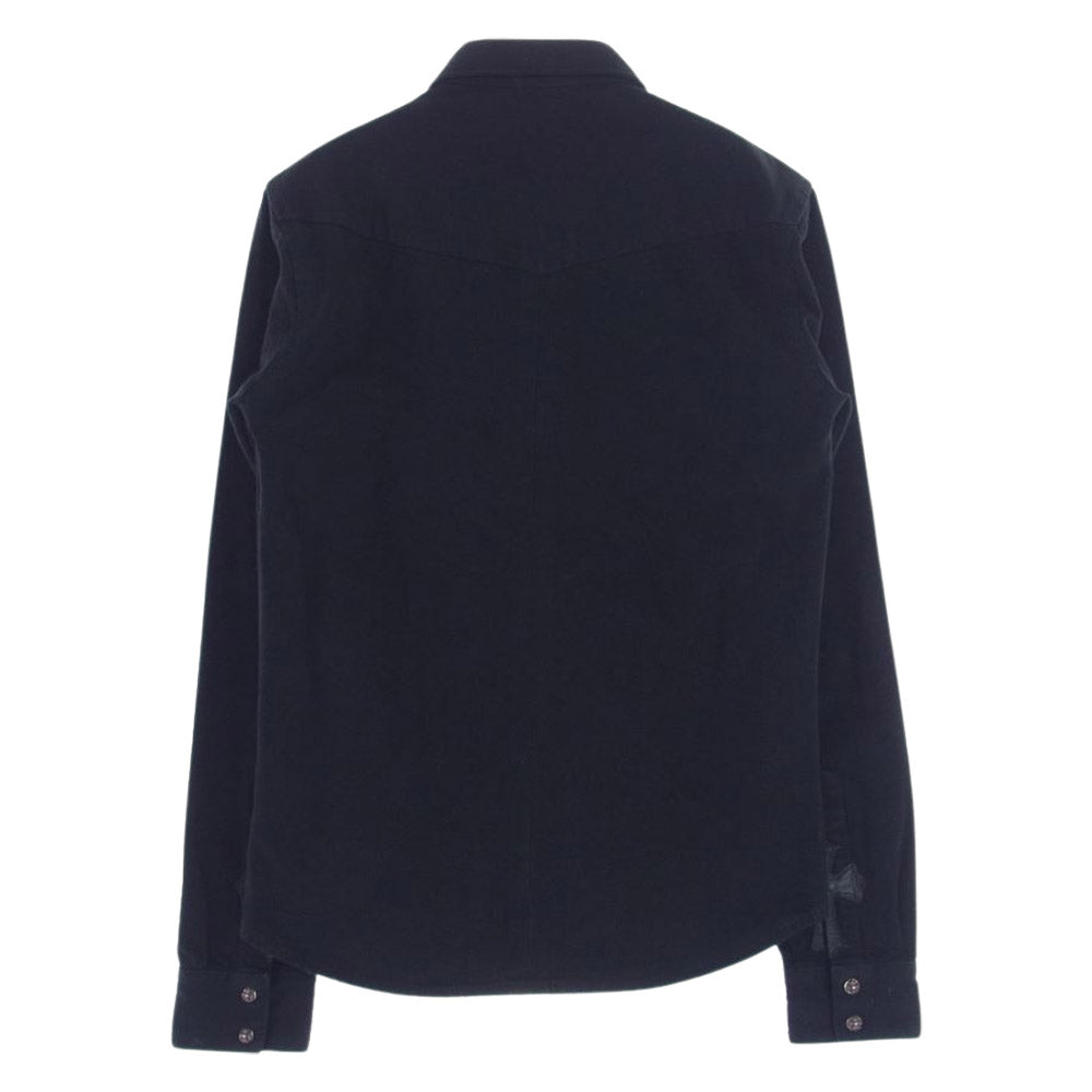 CHROME HEARTS クロムハーツ（原本無） 国内正規品 DENIM WESTERN Loose Ends 袖レザーパッチ クロスボールボタン ウエスタン 長袖 シャツ ブラック系【中古】