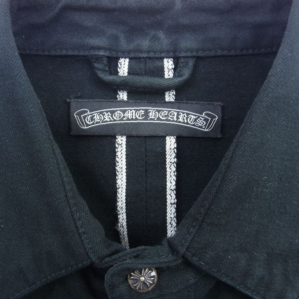 CHROME HEARTS クロムハーツ（原本無） 国内正規品 DENIM WESTERN Loose Ends 袖レザーパッチ クロスボールボタン ウエスタン 長袖 シャツ ブラック系【中古】