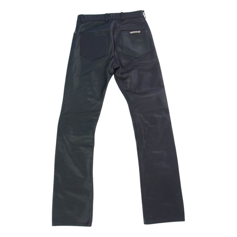 CHROME HEARTS クロムハーツ（原本無） 国内正規品 LTHR PANTS クロスボールボタン フレアニー レザー パンツ ブラック系 29【中古】