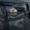 CHROME HEARTS クロムハーツ（原本無） 国内正規品 LTHR PANTS クロスボールボタン フレアニー レザー パンツ ブラック系 29【中古】